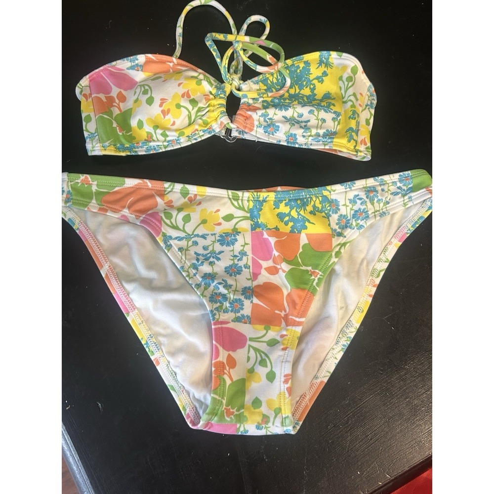 RALPH Ralph Lauren Floral Patch Work Bikini Y2K Preppy Beach Vacation String